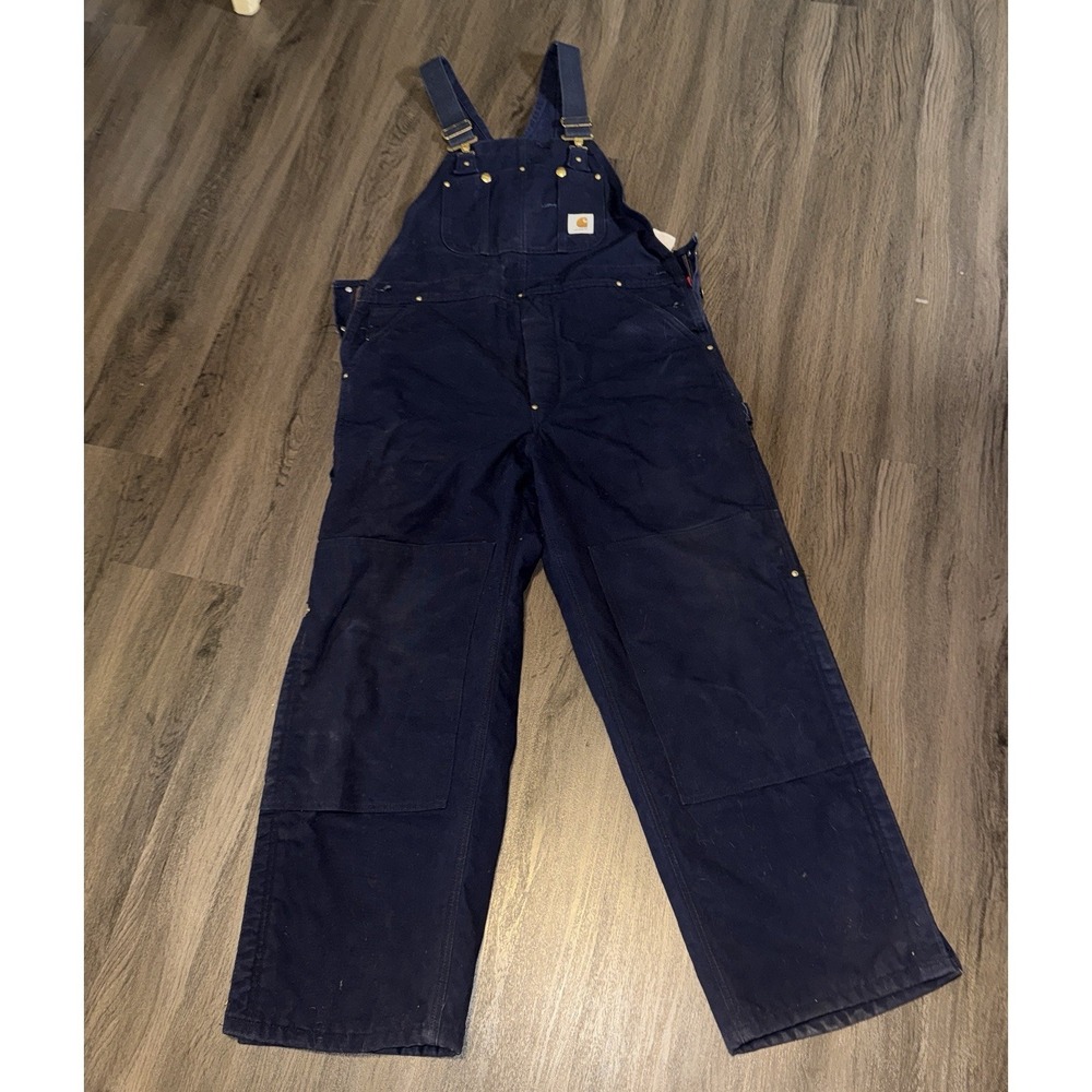 Carhartt  Bib Overalls Navy Blue 38x30 Men's